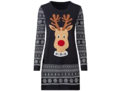 Damen Strickkleid mit weihnachtlichem Muster
