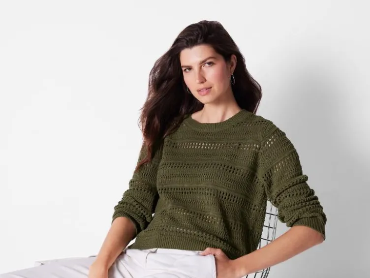 Damen Strickpullover aus weichem Ajour-Strick
