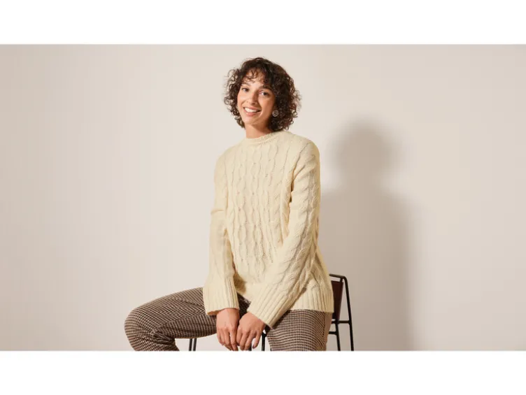 Damen Strickpullover, mit Wollanteil