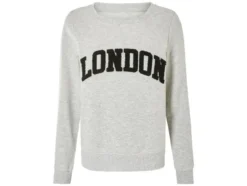 Damen Sweatpullover, mit Frottee-Print