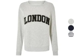Damen Sweatpullover, mit Frottee-Print