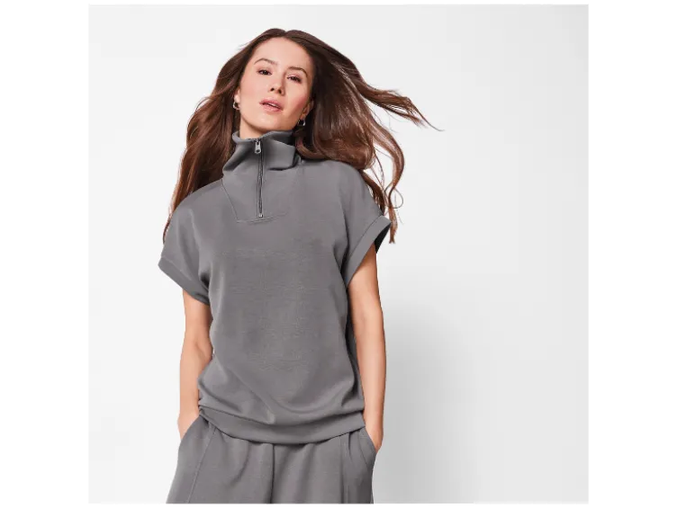 Damen Sweatshirt, mit Half-Zip