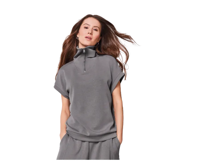 Damen Sweatshirt, mit Half-Zip