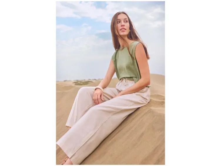 Damen Top mit Leinen