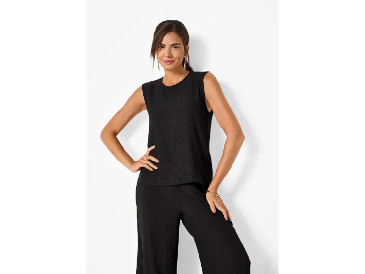 Damen Top, mit modischer Crinkle-Optik
