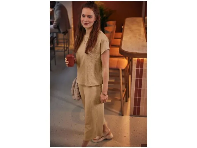 Damen-T-Shirt mit Crinkle-Optik