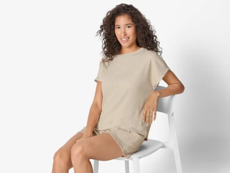 Damen-T-Shirt mit Crinkle-Optik