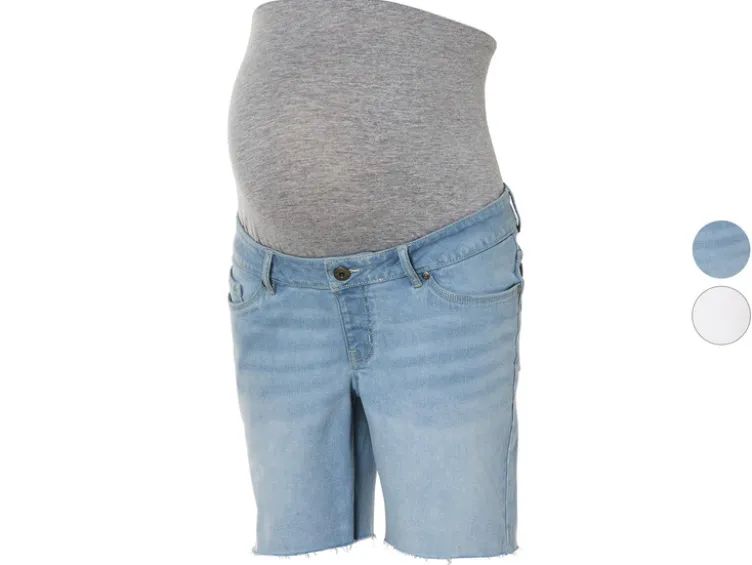 Damen Umstands-Jeansshorts mit hohem Baumwollanteil