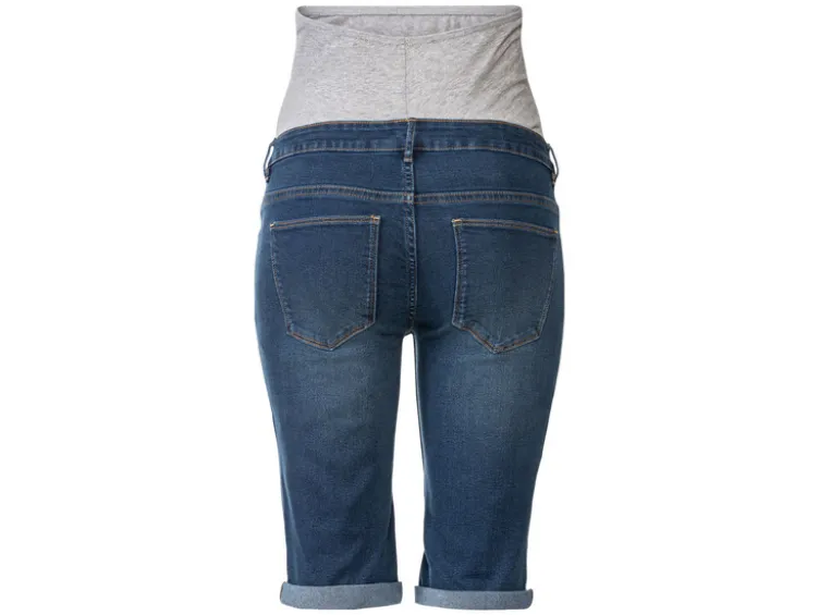 Damen Umstands-Jeansshorts, niedrige Leibhöhe mit elastischem Besatz