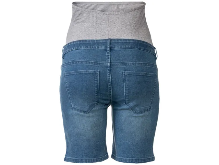 Damen Umstands-Jeansshorts, niedrige Leibhöhe mit elastischem Besatz