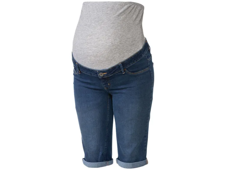Damen Umstands-Jeansshorts, niedrige Leibhöhe mit elastischem Besatz