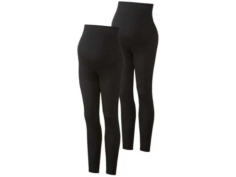 Damen Umstandsleggings, 2 Stück, mit Bio-Baumwolle