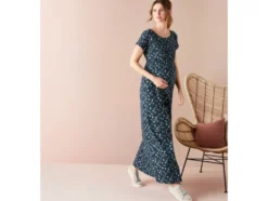 Damen Umstands-Maxikleid, mit Gummizug in der Taille
