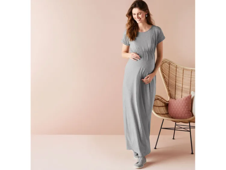 Damen Umstands-Maxikleid, mit Gummizug in der Taille