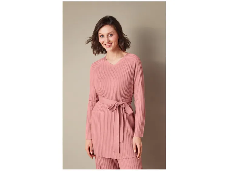 Damen Umstands-Ripppullover mit Seitenschlitzen