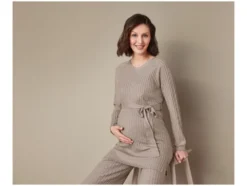 Damen Umstands-Ripppullover mit Seitenschlitzen