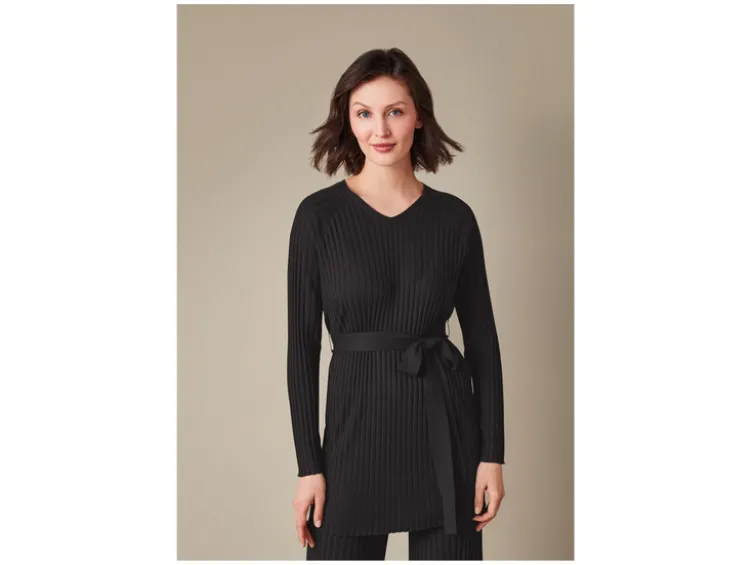 Damen Umstands-Ripppullover mit Seitenschlitzen