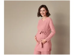 Damen Umstands-Ripppullover mit Seitenschlitzen