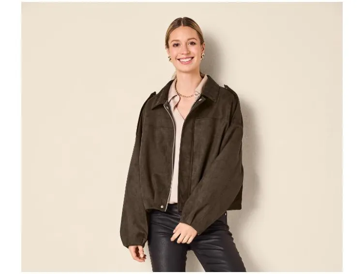 Damen Velours-Bomberjacke