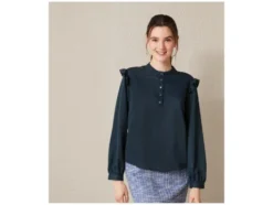 Damen Volant-Bluse, leger geschnitten