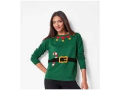 Damen Weihnachtspullover mit LED-Effekt / Weihnachtspullover mit Musik / Weihnachtspullover