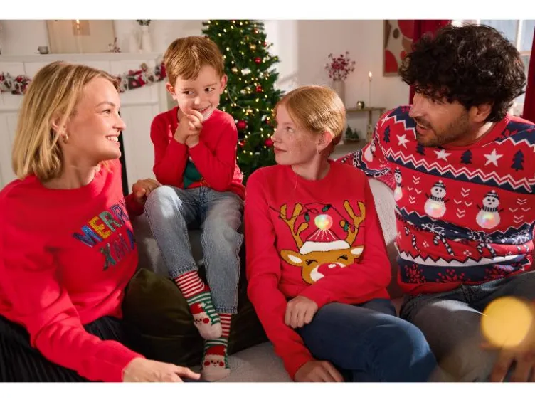 Damen Weihnachtspullover mit LED-Effekt / Weihnachtspullover mit Musik / Weihnachtspullover