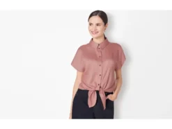 Damen Wickelbluse, überschnittene Schultern