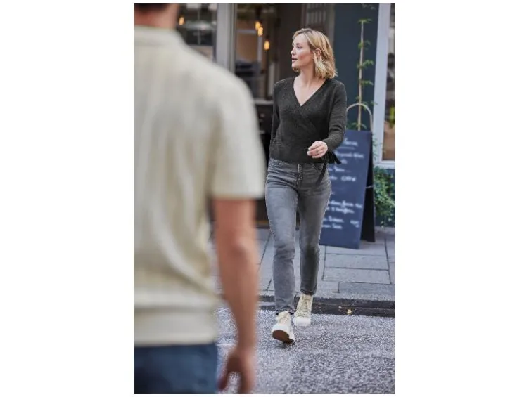 Damen Wickelcardigan, mit Wollanteil
