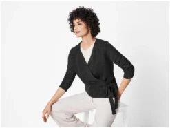 Damen Wickelcardigan, mit Wollanteil