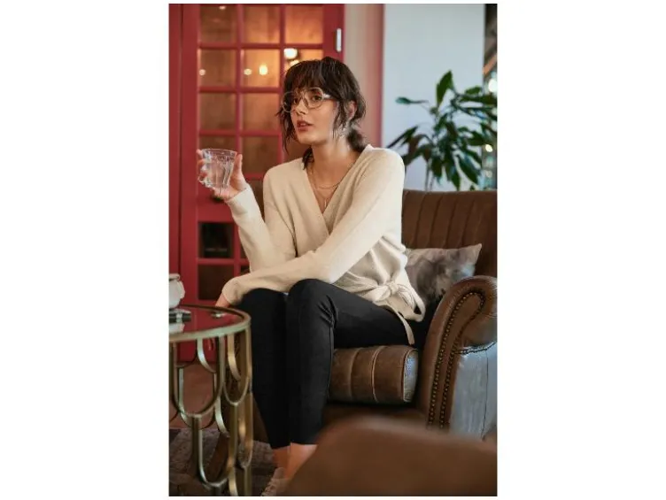 Damen Wickelcardigan, mit Wollanteil