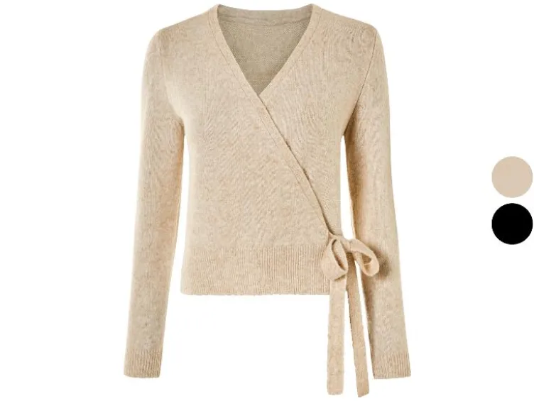 Damen Wickelcardigan, mit Wollanteil