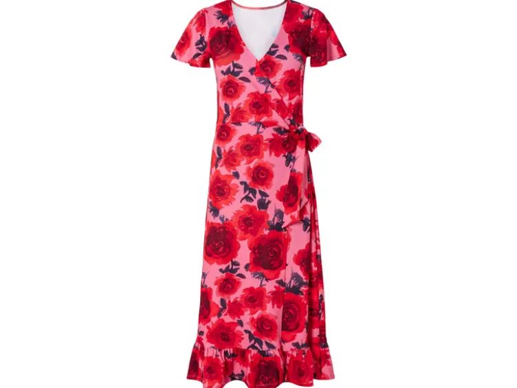 Damen Wickelkleid mit verspielten Volants