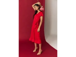 Damen Wickelkleid mit verspielten Volants