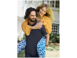 Damen Wide-Leg Hose, mit Crinkle-Struktur