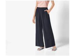 Damen Wide-Leg Hose, mit Crinkle-Struktur