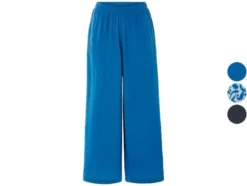 Damen Wide-Leg Hose, mit Crinkle-Struktur