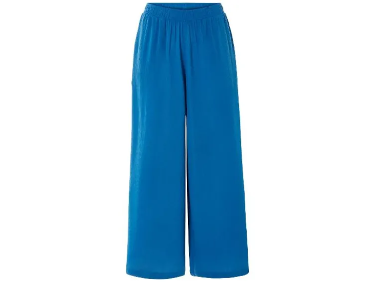 Damen Wide-Leg Hose, mit Crinkle-Struktur