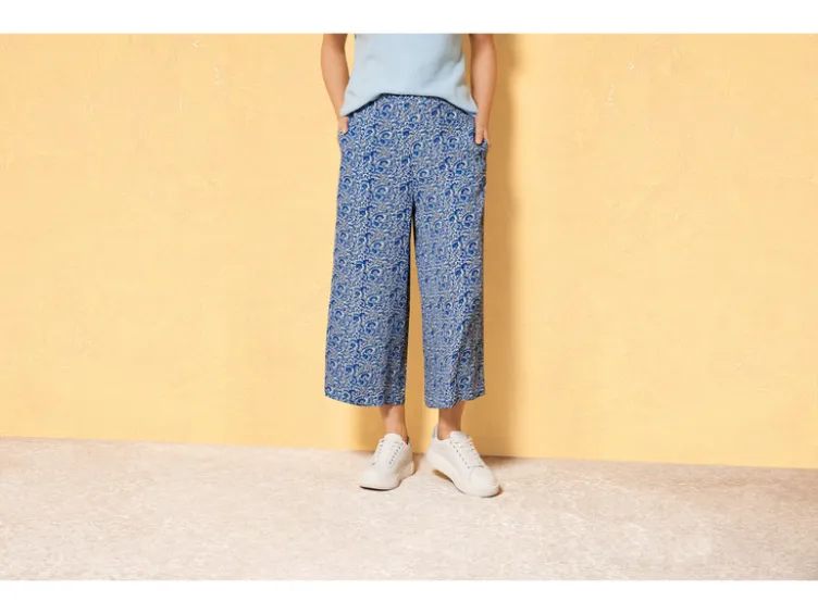 Damen Wide-Leg Hose, mit Gummizugbund