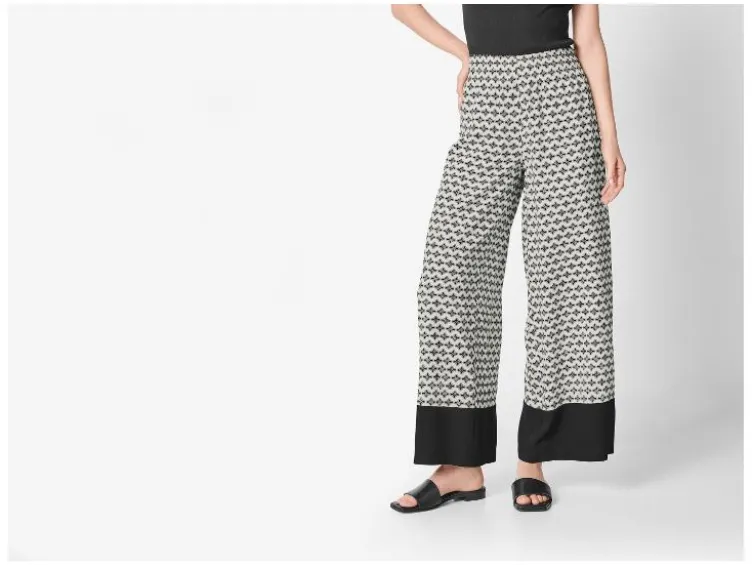 Damen Wide-Leg-Hose, normale Leibhöhe