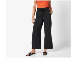 Damen Wide-Leg-Satinhose / Satinhose, mit seitlichen Eingrifftaschen