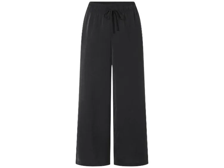 Damen Wide-Leg-Satinhose / Satinhose, mit seitlichen Eingrifftaschen
