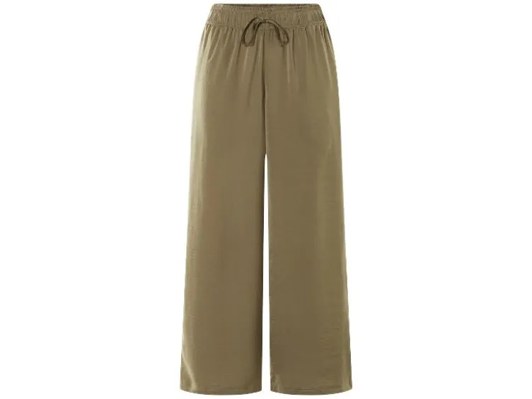 Damen Wide-Leg-Satinhose / Satinhose, mit seitlichen Eingrifftaschen