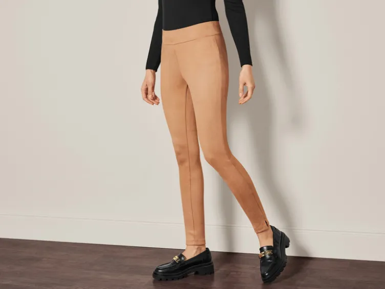 Damen Wildleder-Jeggings, Slim Fit, normale Leibhöhe