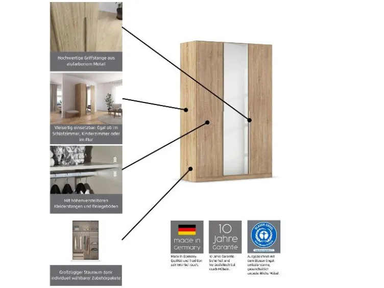 Drehtürenschrank Alabama mit Spiegel