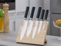 ECHTWERK Damaszener Messer Set 5tlg. Mit Magnet Messerblock