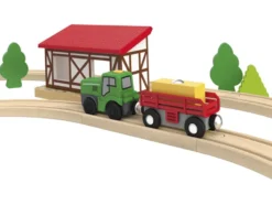 Eisenbahn-Set Feuerwehr / Countryside, aus Buchenholz