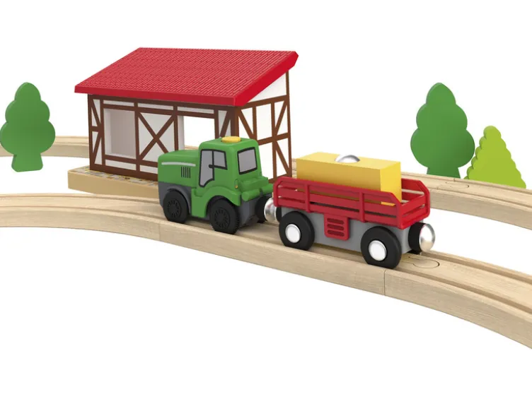 Eisenbahn-Set Feuerwehr / Countryside, aus Buchenholz