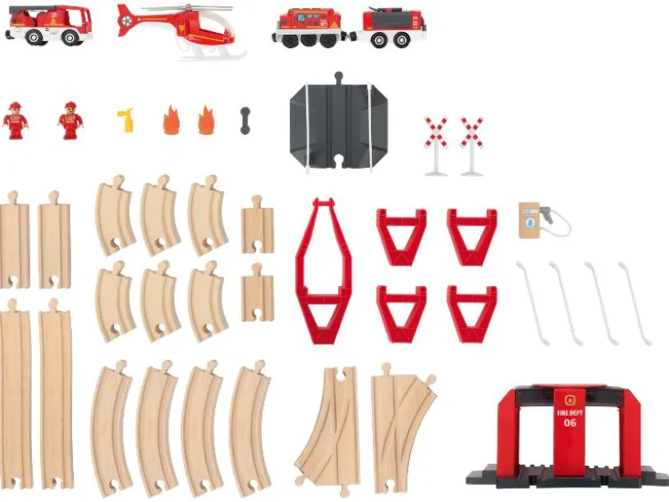 Eisenbahn-Set Feuerwehr / Eisenbahn-Set Passagierzug / Eisenbahn-Set Farm, 36-teilig / 50-teilig / 49-teilig