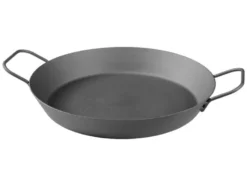 Ø 32 Eisen-Grillpfanne / Ø 28,5 Eisen-Grillpfanne mit perforiertem Boden / Ø 20 Eisen-Grillpfanne mit Servierbrett