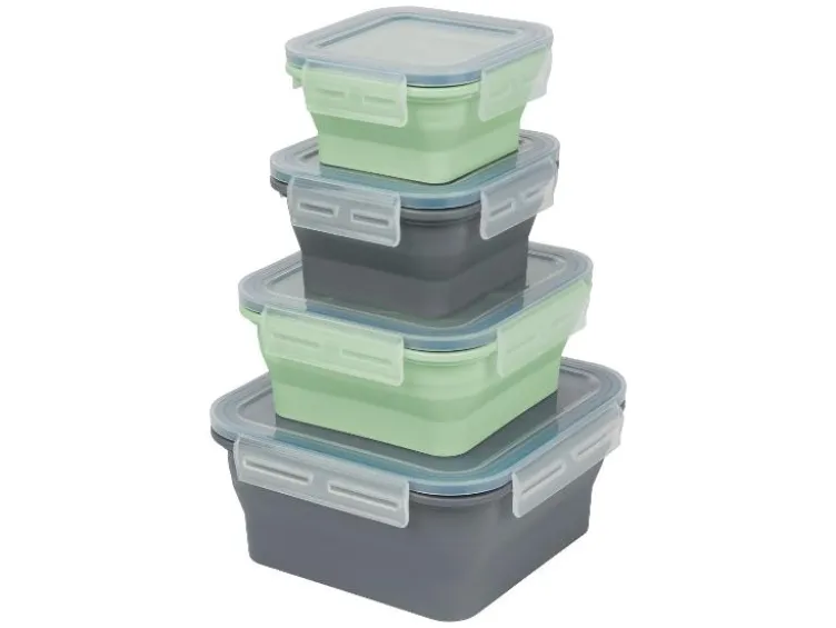 Faltbare Frischhaltedosen / Lunchbox, aus hitzebeständigem Silikon